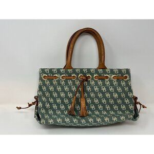 Downey & Bourke U.S.A Logo Small Tassle Tote Green Classic 90s Y2K